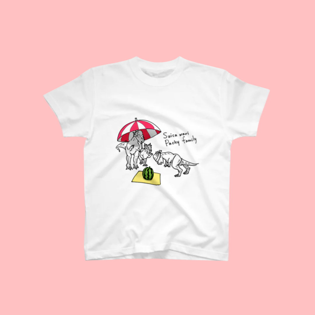 【Tシャツ】夏のパキケファロサウルス【白】